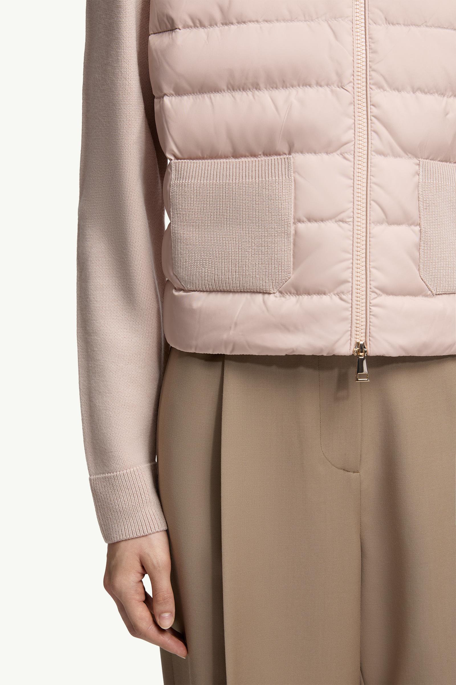Moncler Padded Wool Zip-Up Cardigan Beige Beige