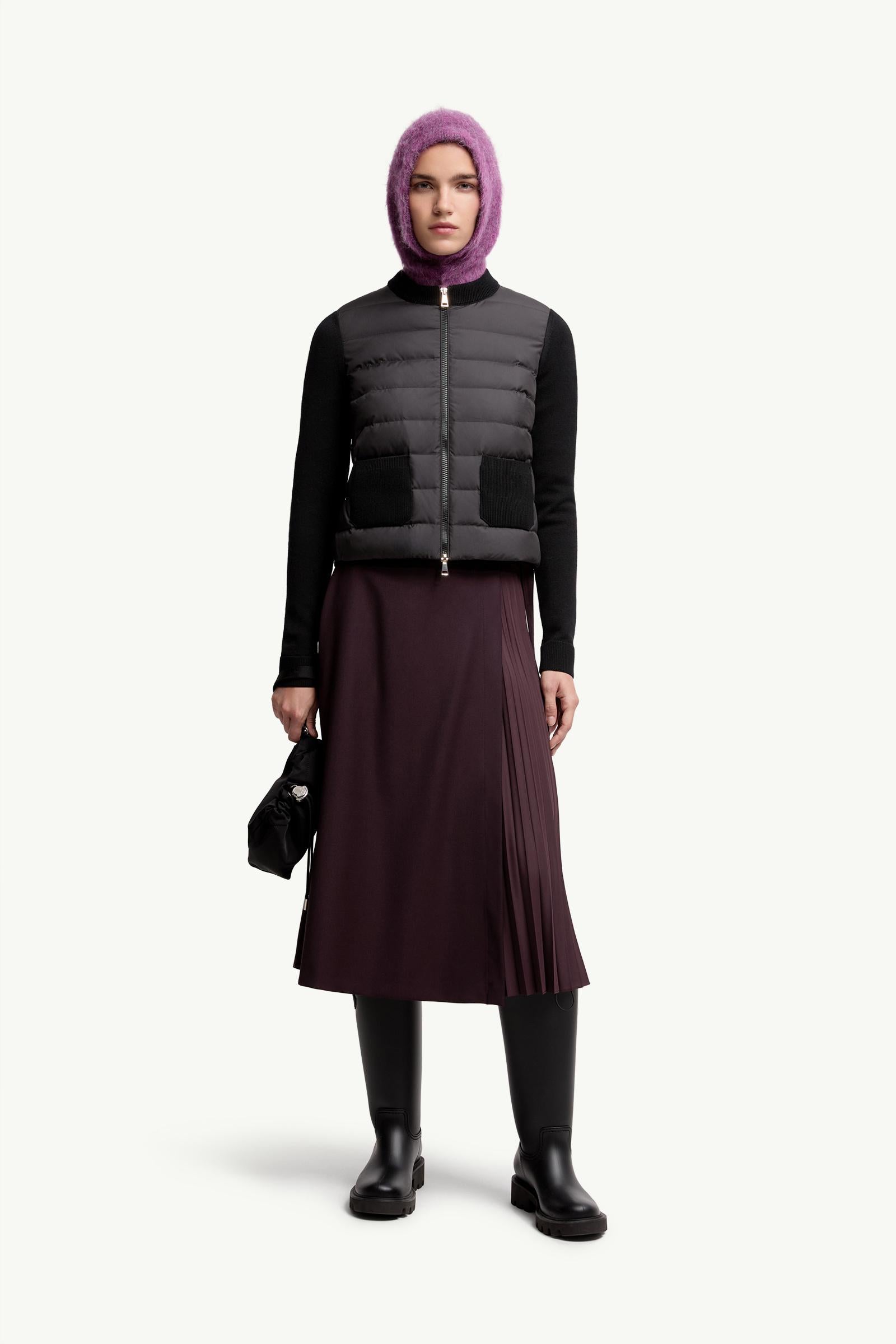 Moncler Padded Wool Zip-Up Cardigan Black Black