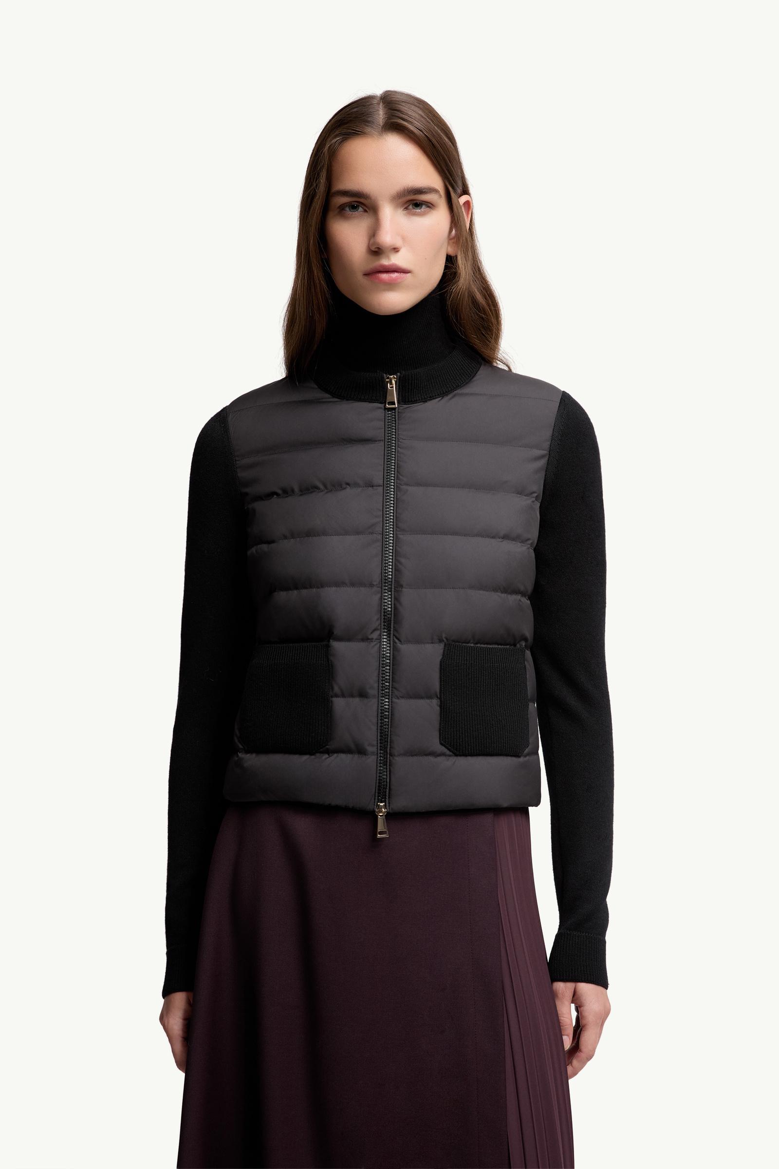 Moncler Padded Wool Zip-Up Cardigan Black Black