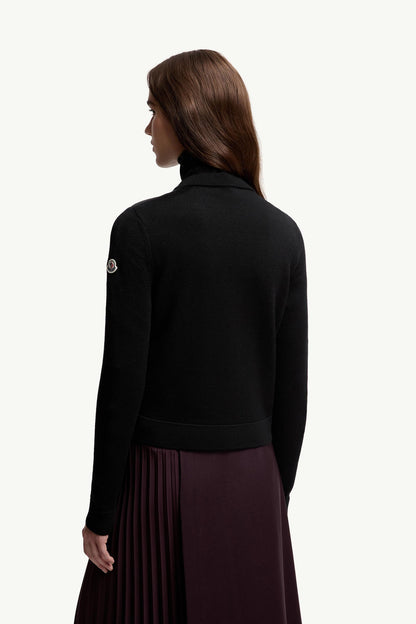 Moncler Padded Wool Zip-Up Cardigan Black Black