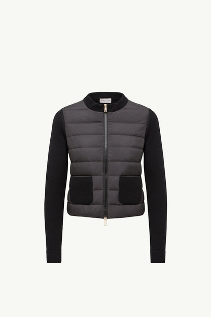 Moncler Padded Wool Zip-Up Cardigan Black Black