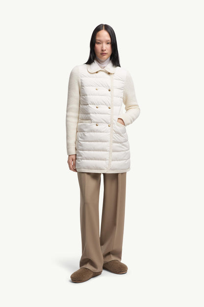 Moncler Wool & Cashmere Padded Cardigan White White