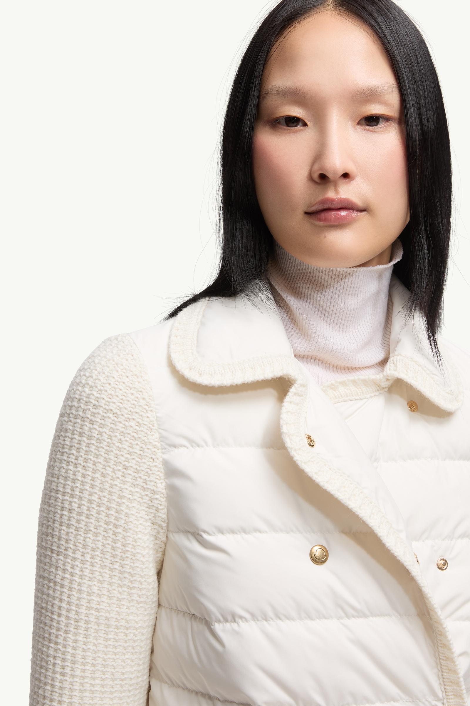 Moncler Wool & Cashmere Padded Cardigan White White