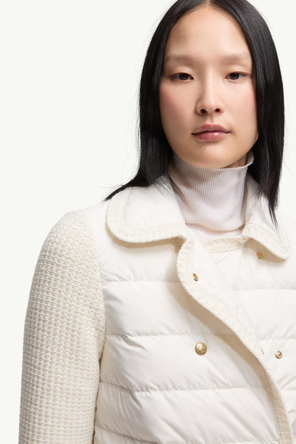 Moncler Wool & Cashmere Padded Cardigan White White