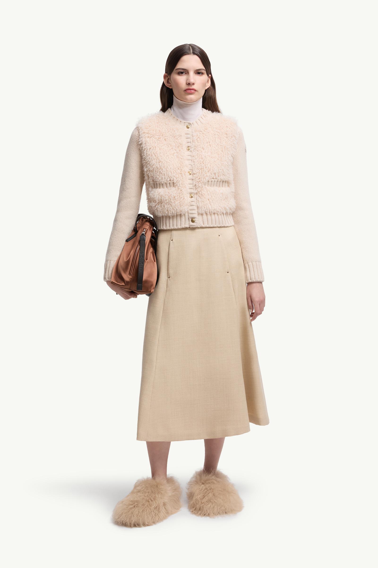 Moncler Padded Wool & Teddy Cardigan Beige Beige