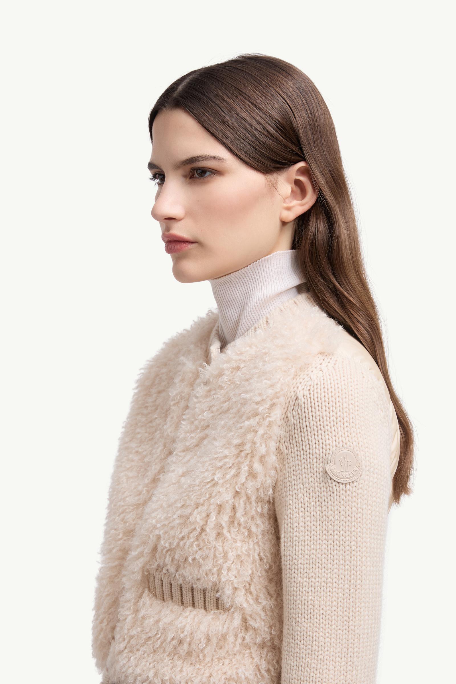 Moncler Padded Wool & Teddy Cardigan Beige Beige