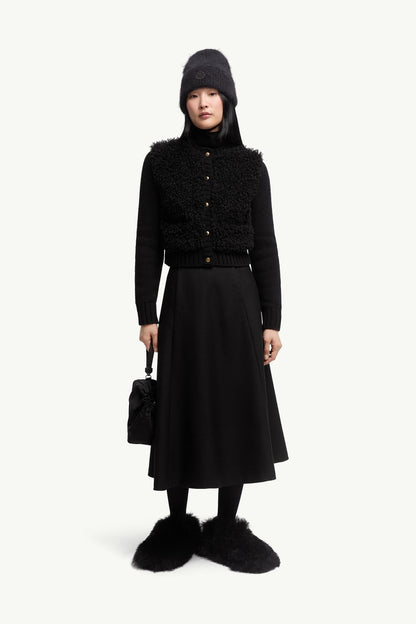 Moncler Padded Wool & Teddy Cardigan Black Black