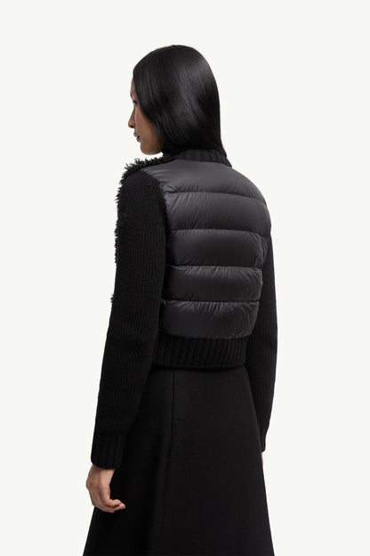 Moncler Padded Wool & Teddy Cardigan Black Black