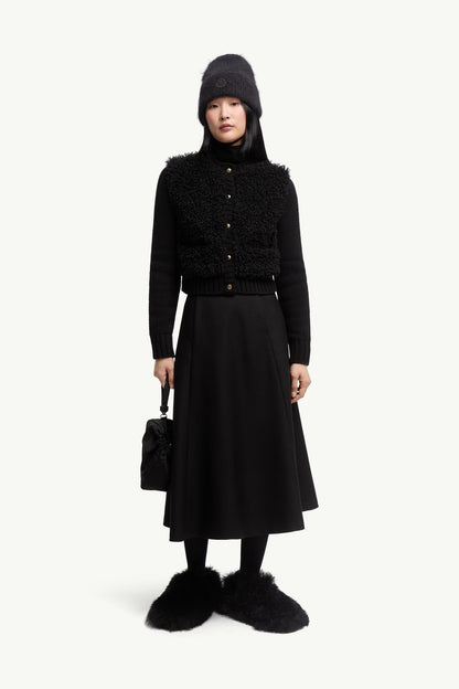 Moncler Padded Wool & Teddy Cardigan Black Black