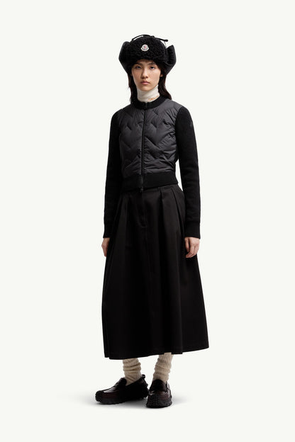 Moncler Padded Wool Blend Zip-Up Cardigan Black Black