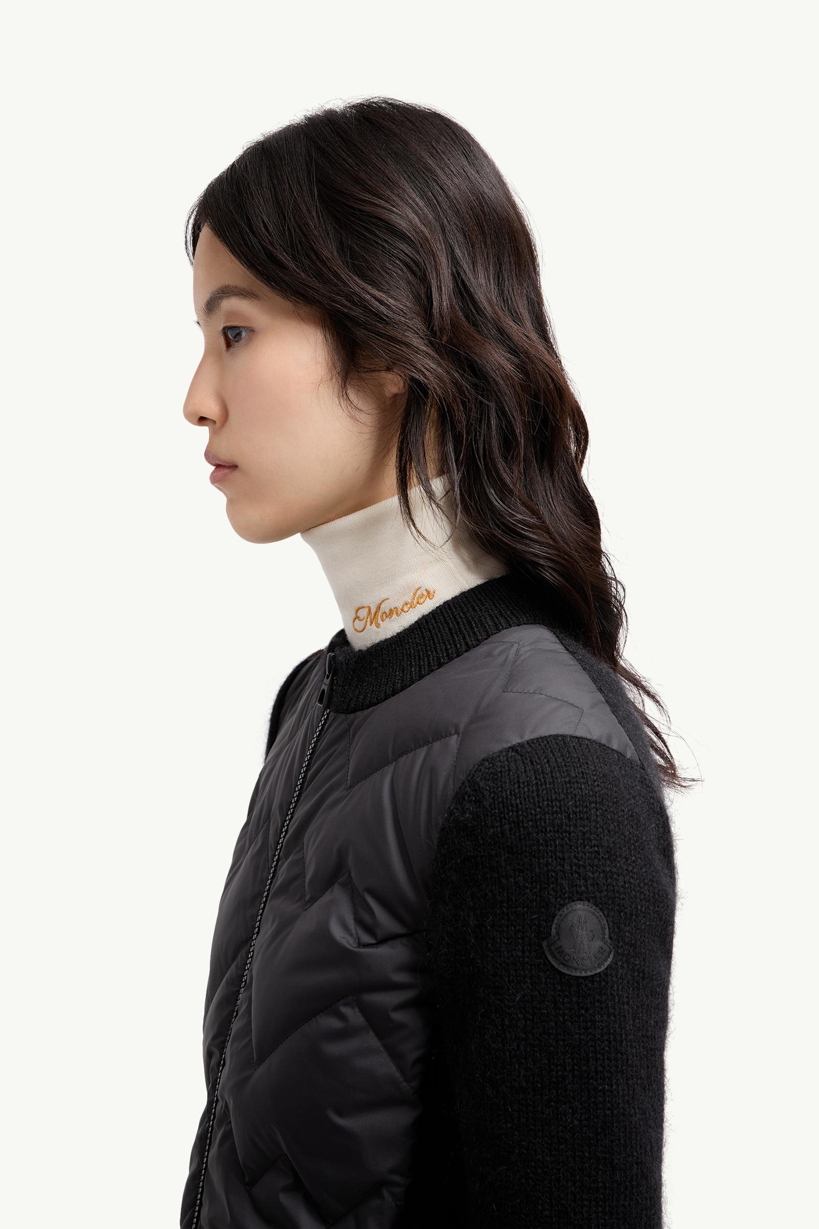 Moncler Padded Wool Blend Zip-Up Cardigan Black Black