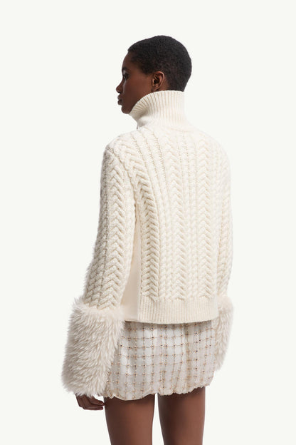 Moncler Wool Blend Zip-Up Cardigan White Ivory White Ivory