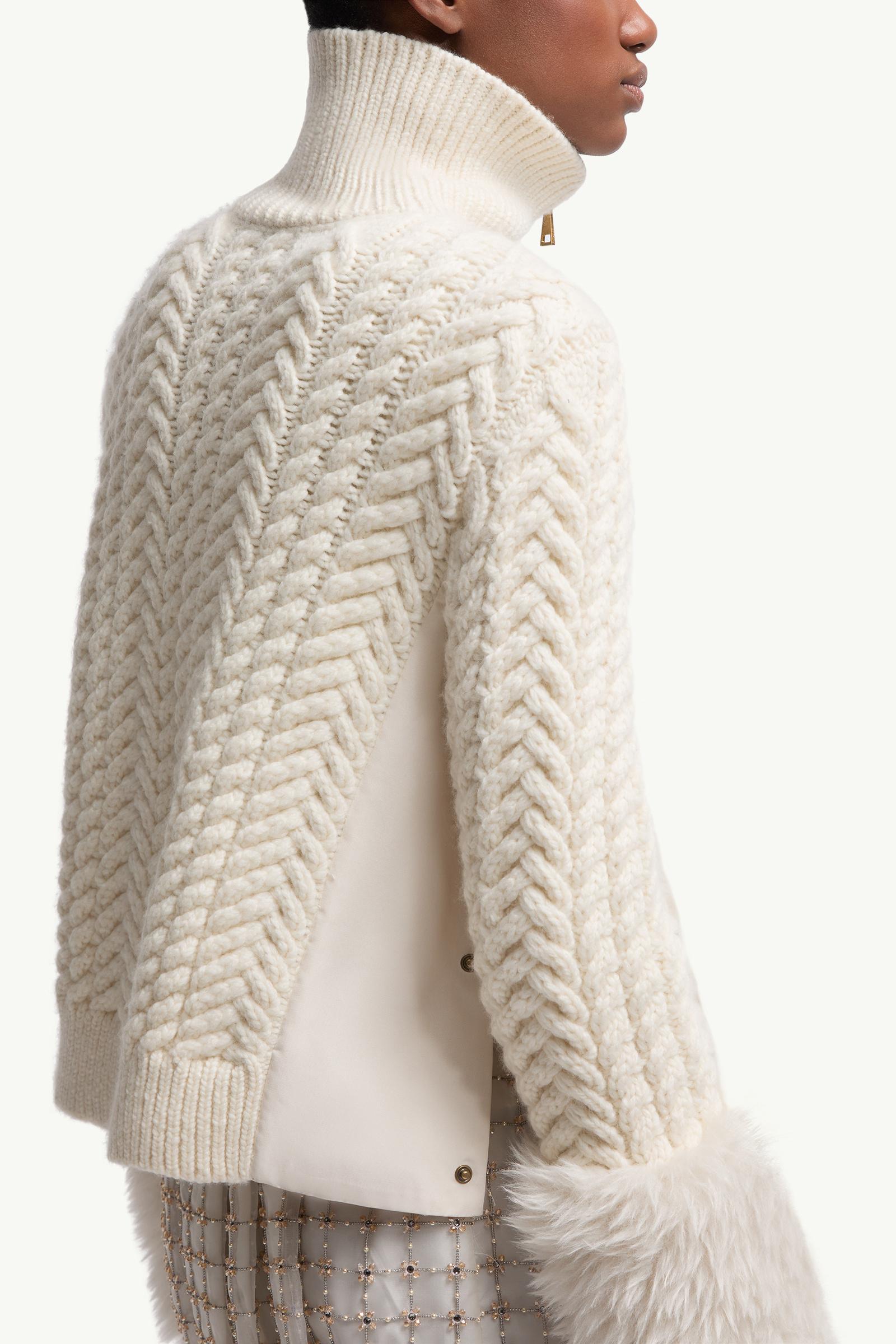 Moncler Wool Blend Zip-Up Cardigan White Ivory White Ivory