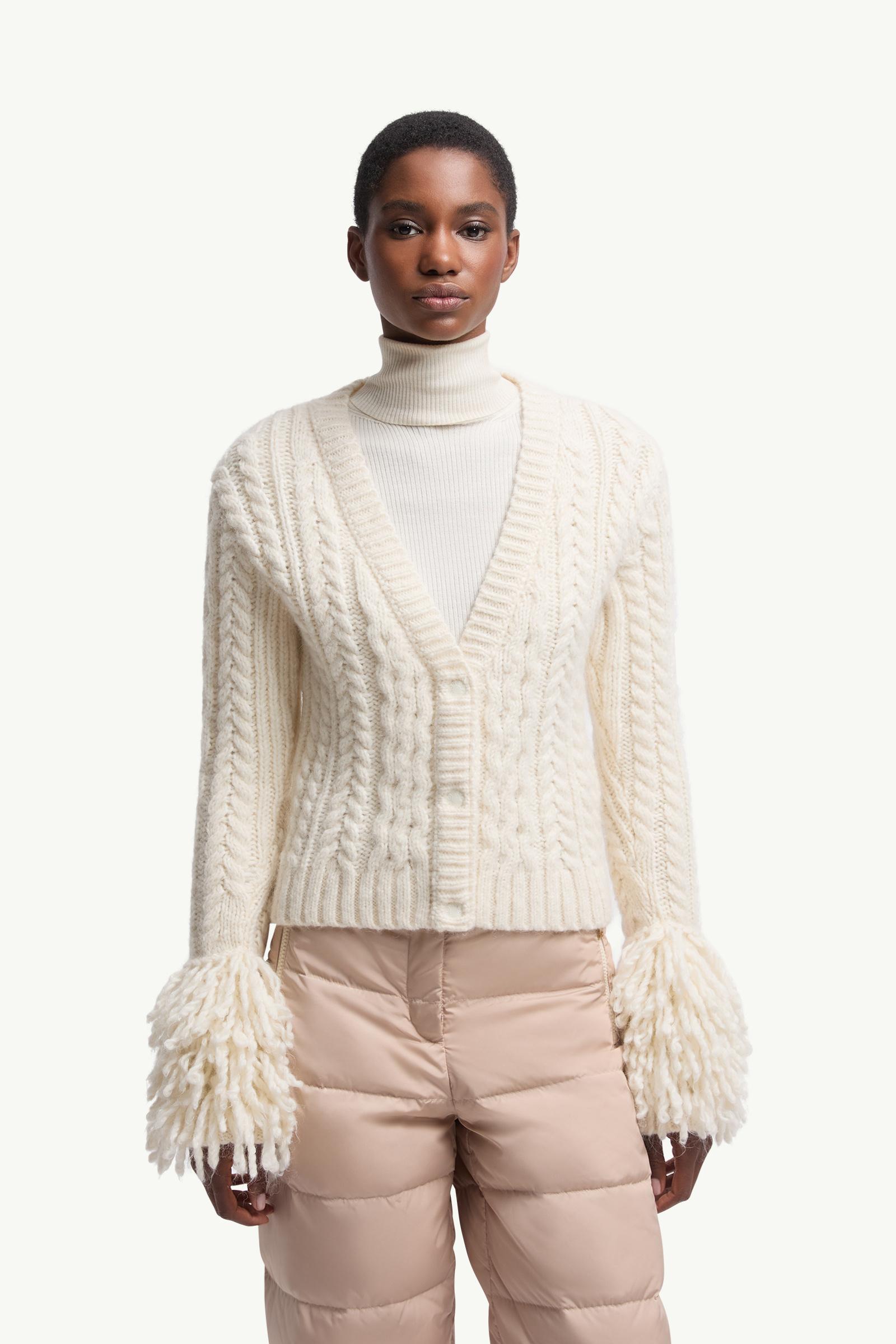 Moncler Alpaca Blend V-Neck Cardigan White Ivory White Ivory