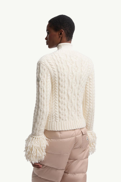 Moncler Alpaca Blend V-Neck Cardigan White Ivory White Ivory