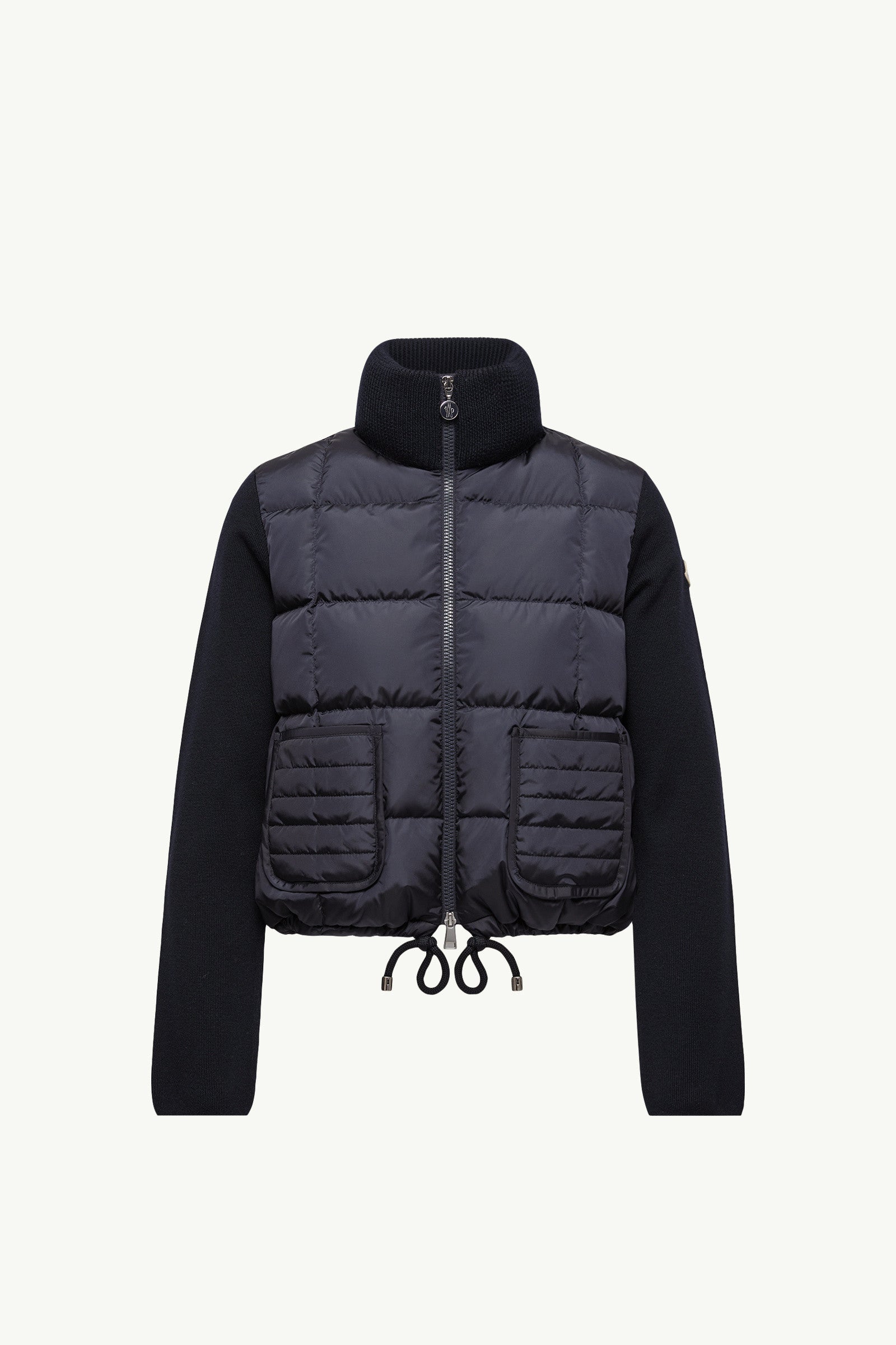 Moncler Square-Quilted Padded Wool Zip-Up Cardigan Navy Blue Navy Blue