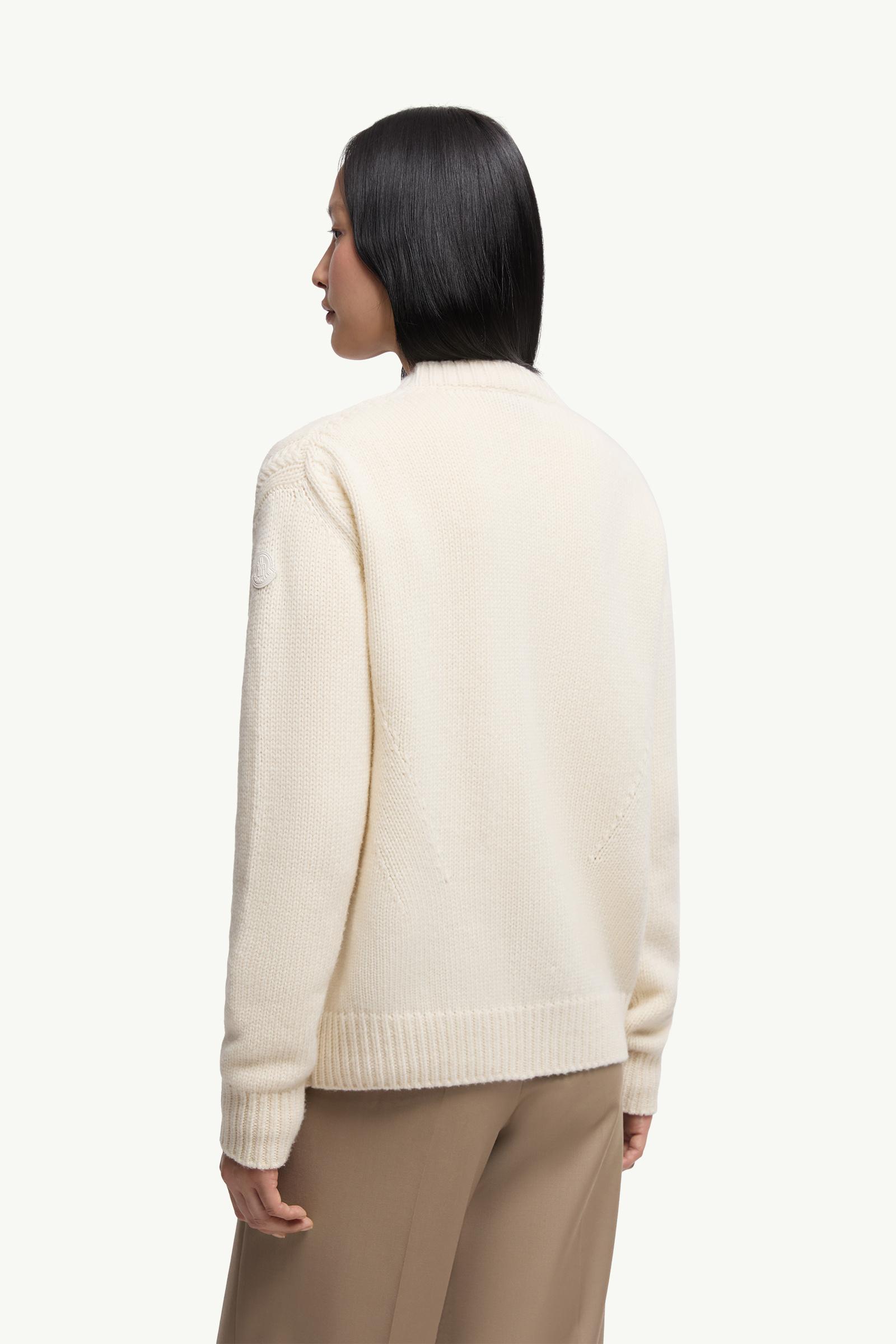 Moncler Wool & Cashmere V-Neck Cardigan White White