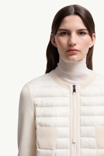 Moncler Padded Wool Zip-Up Cardigan White White