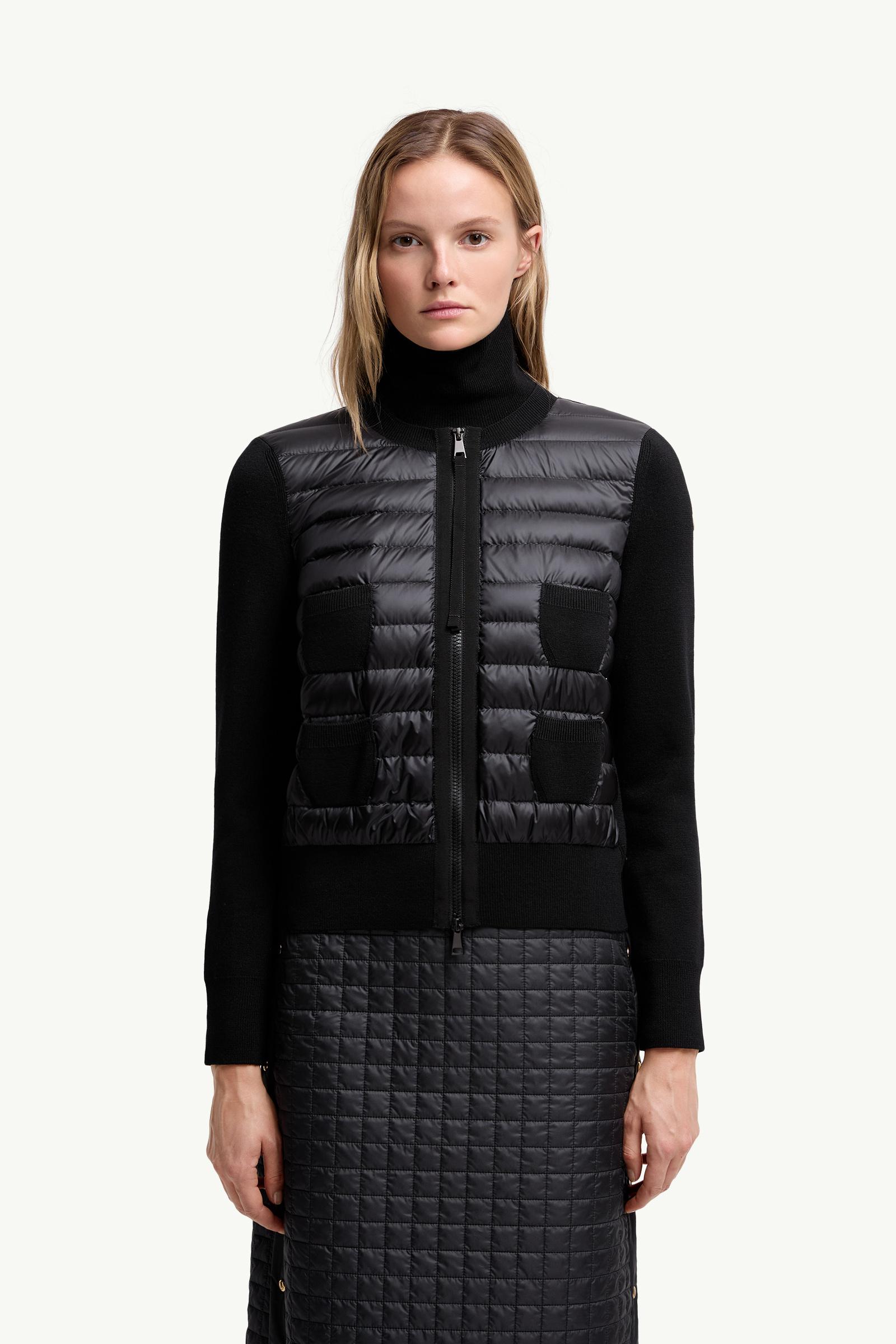 Moncler Padded Wool Zip-Up Cardigan Black Black