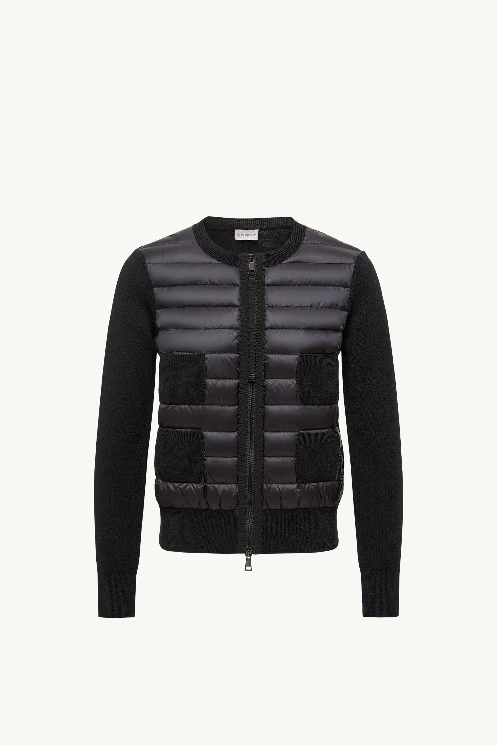 Moncler Padded Wool Zip-Up Cardigan Black Black
