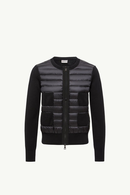Moncler Padded Wool Zip-Up Cardigan Black Black