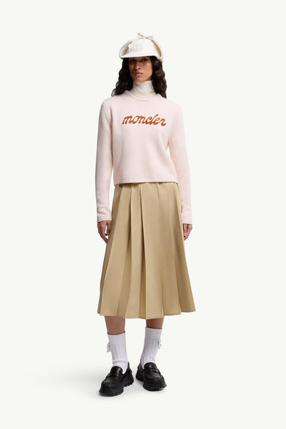 Moncler Embroidered Logo Wool & Cashmere Sweater Light Pink Light Pink