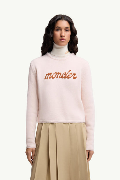 Moncler Embroidered Logo Wool & Cashmere Sweater Light Pink Light Pink