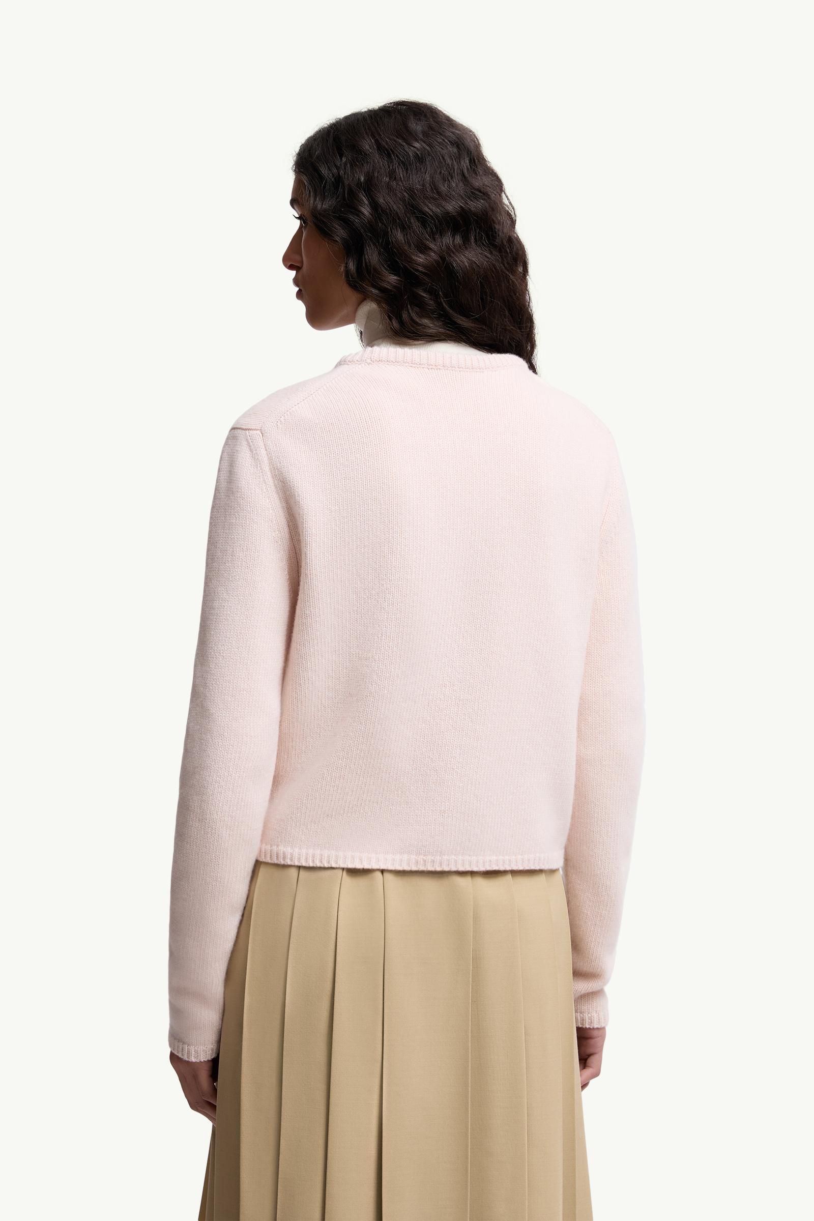 Moncler Embroidered Logo Wool & Cashmere Sweater Light Pink Light Pink