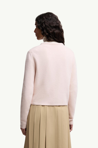 Moncler Embroidered Logo Wool & Cashmere Sweater Light Pink Light Pink