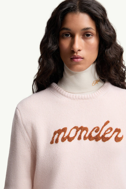 Moncler Embroidered Logo Wool & Cashmere Sweater Light Pink Light Pink