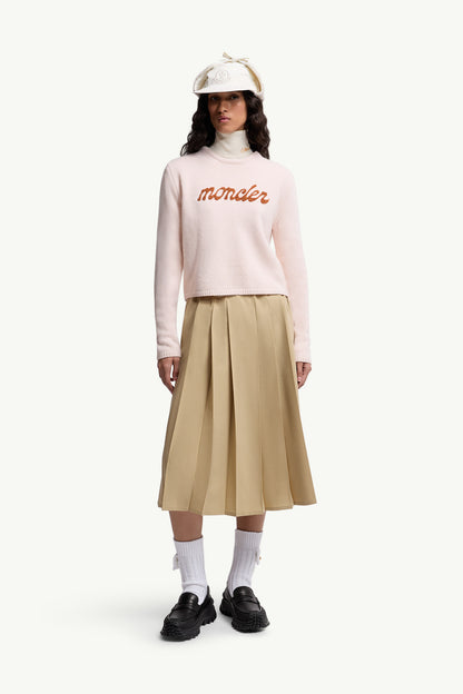 Moncler Embroidered Logo Wool & Cashmere Sweater Light Pink Light Pink