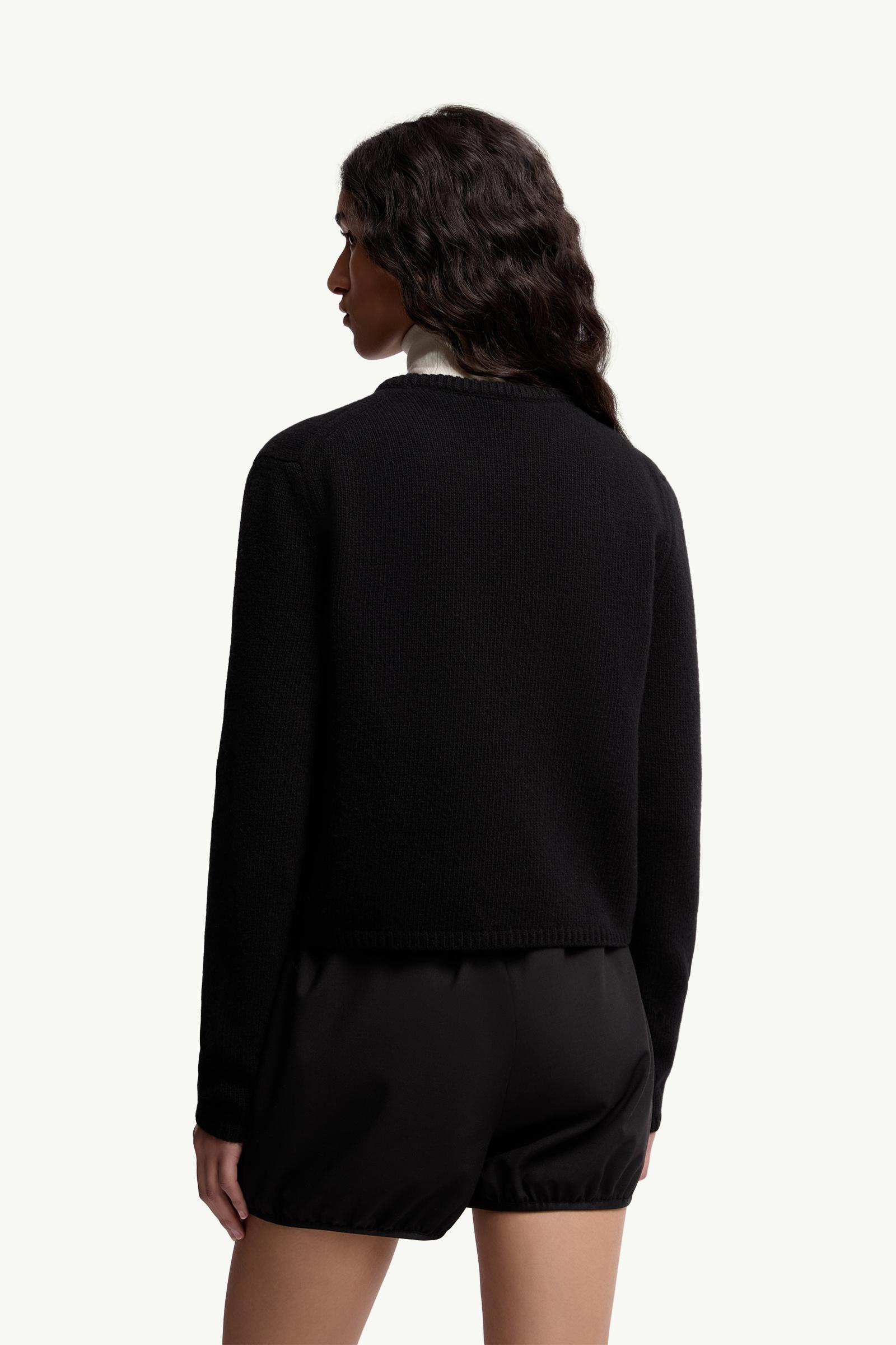 Moncler Embroidered Logo Wool & Cashmere Sweater Black Black