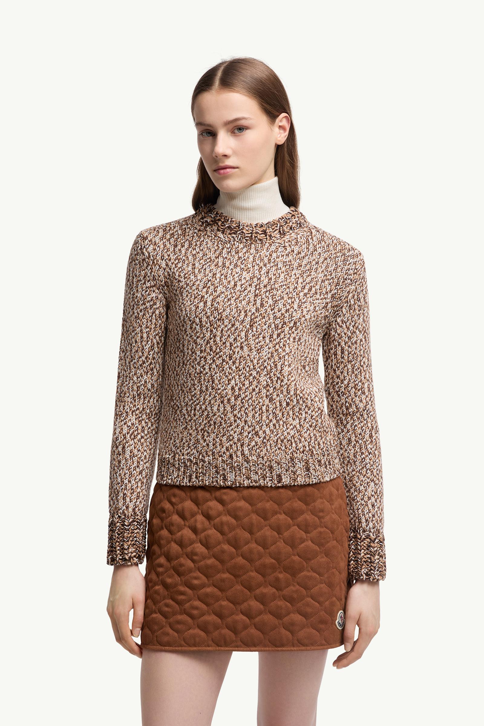 Moncler Mouliné Wool Sweater Brown Brown