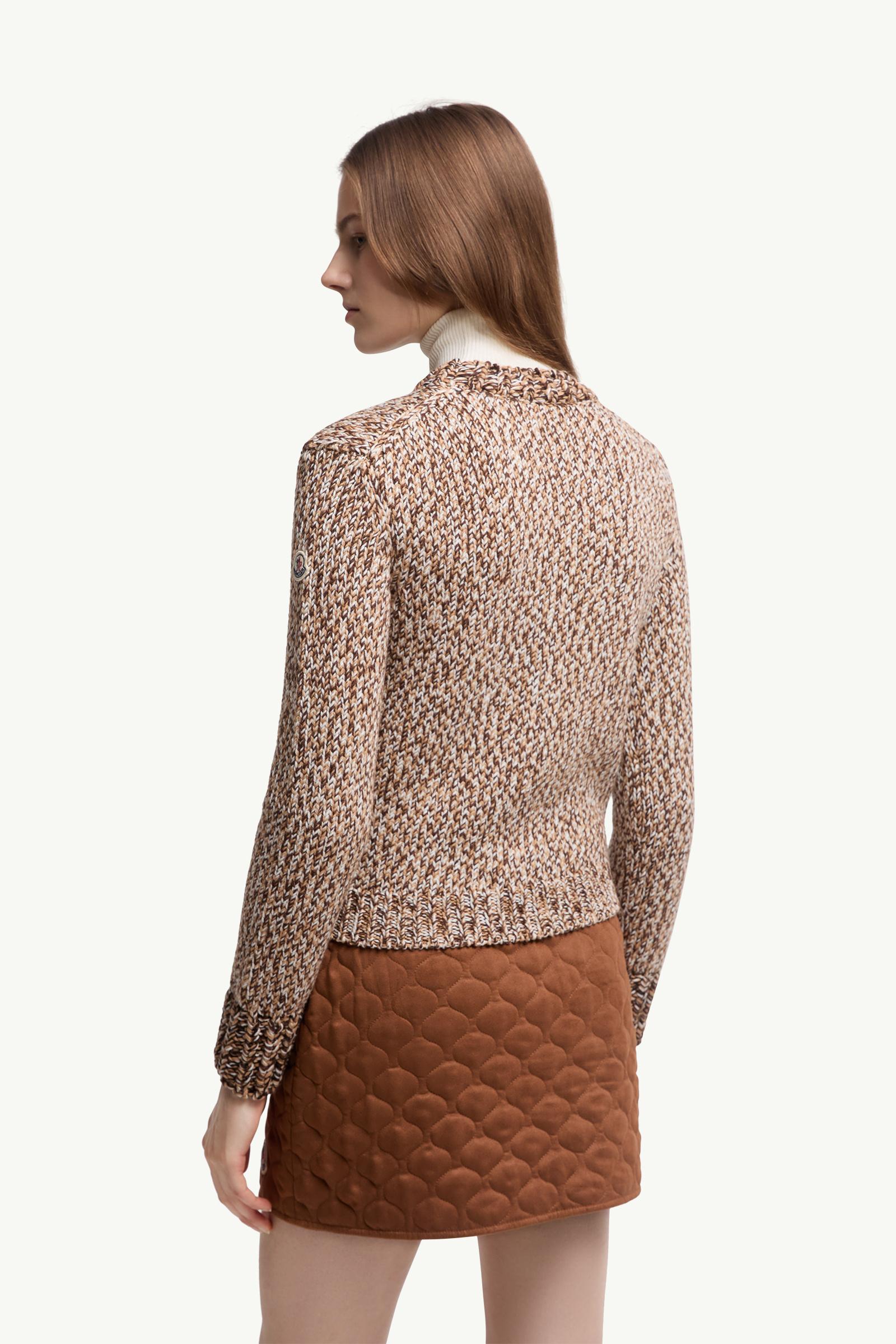 Moncler Mouliné Wool Sweater Brown Brown