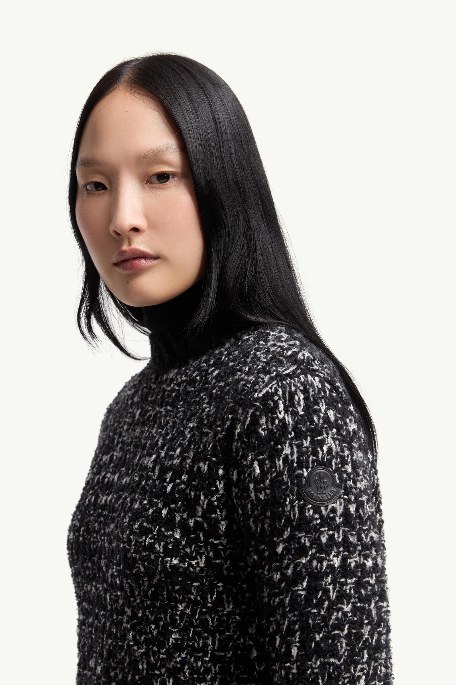 Moncler Fringe-Trim Wool Blend Sweater Black Black