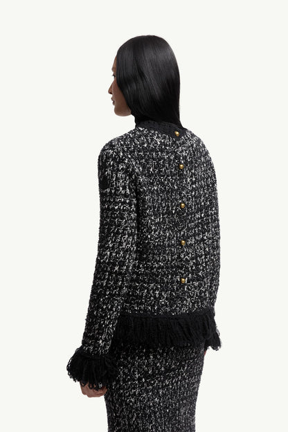 Moncler Fringe-Trim Wool Blend Sweater Black Black