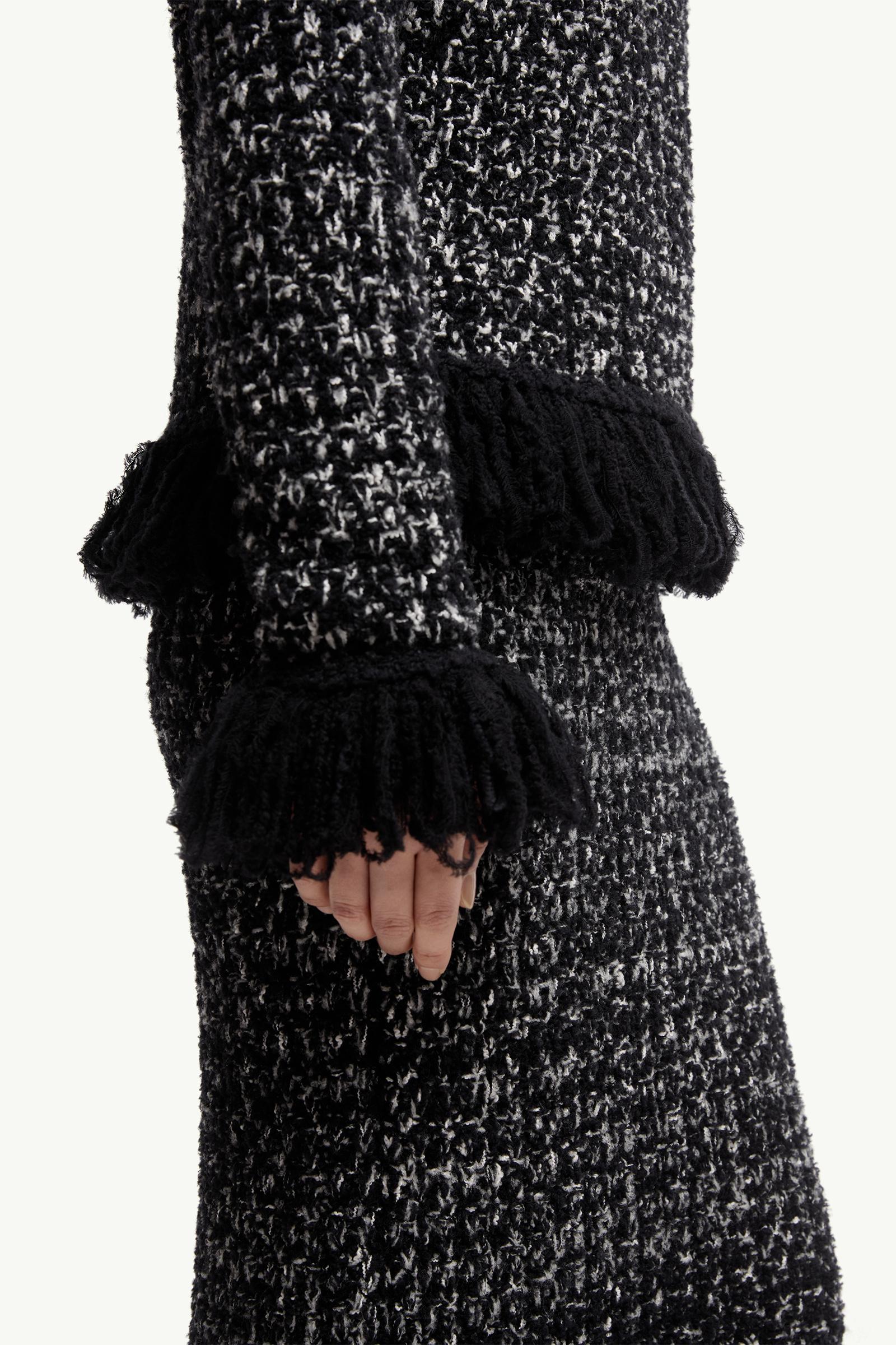 Moncler Fringe-Trim Wool Blend Sweater Black Black