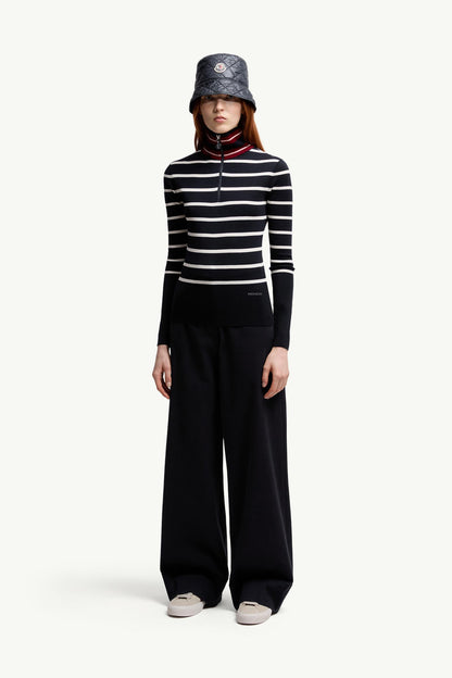 Moncler Striped Wool Turtleneck Sweater Blue & White Blue & White