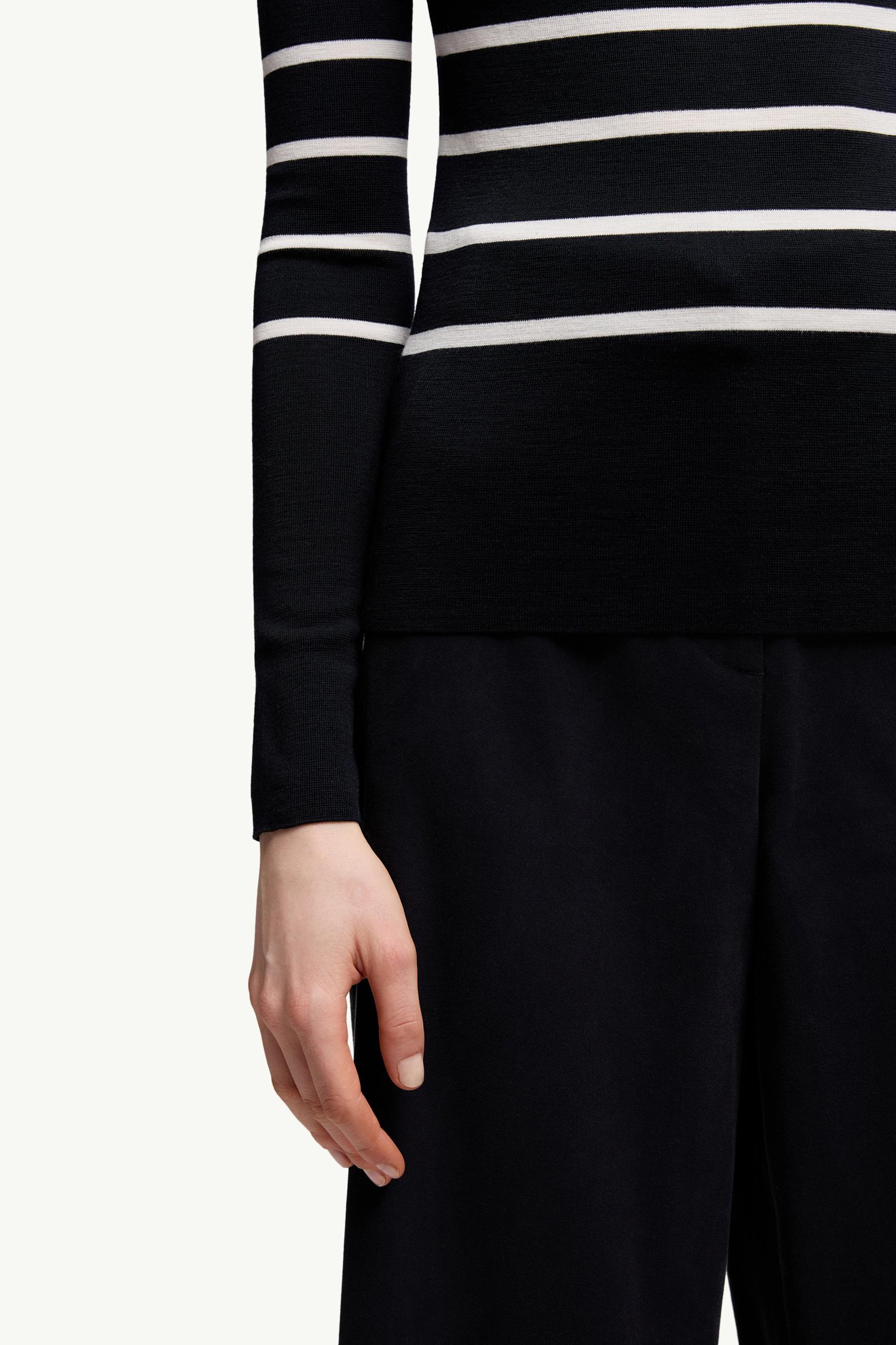 Moncler Striped Wool Turtleneck Sweater Blue & White Blue & White