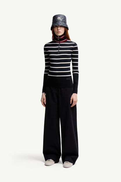 Moncler Striped Wool Turtleneck Sweater Blue & White Blue & White