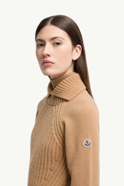 Moncler Wool & Cashmere High Collar Sweater Beige Beige