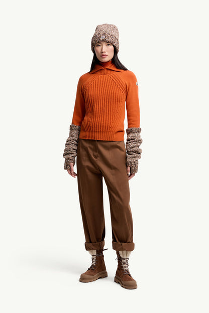 Moncler Wool & Cashmere High Collar Sweater Orange Orange