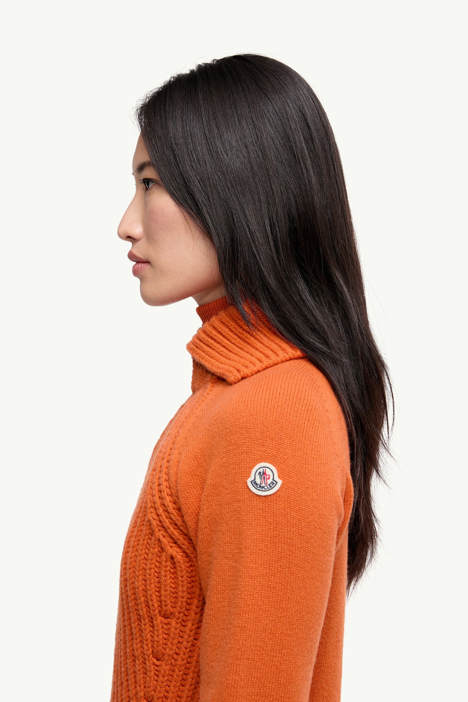 Moncler Wool & Cashmere High Collar Sweater Orange Orange