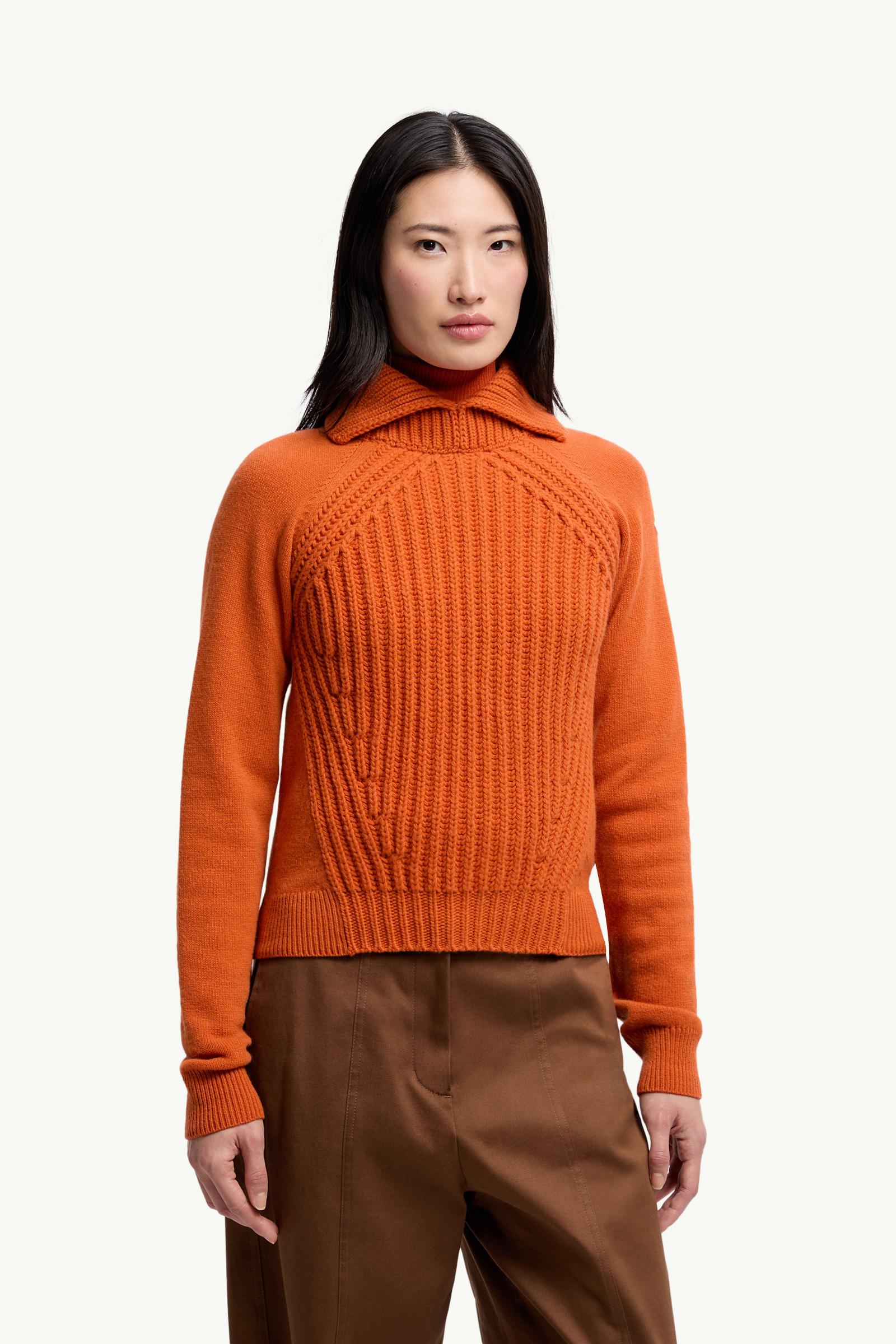 Moncler Wool & Cashmere High Collar Sweater Orange Orange