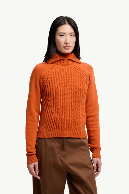 Moncler Wool & Cashmere High Collar Sweater Orange Orange