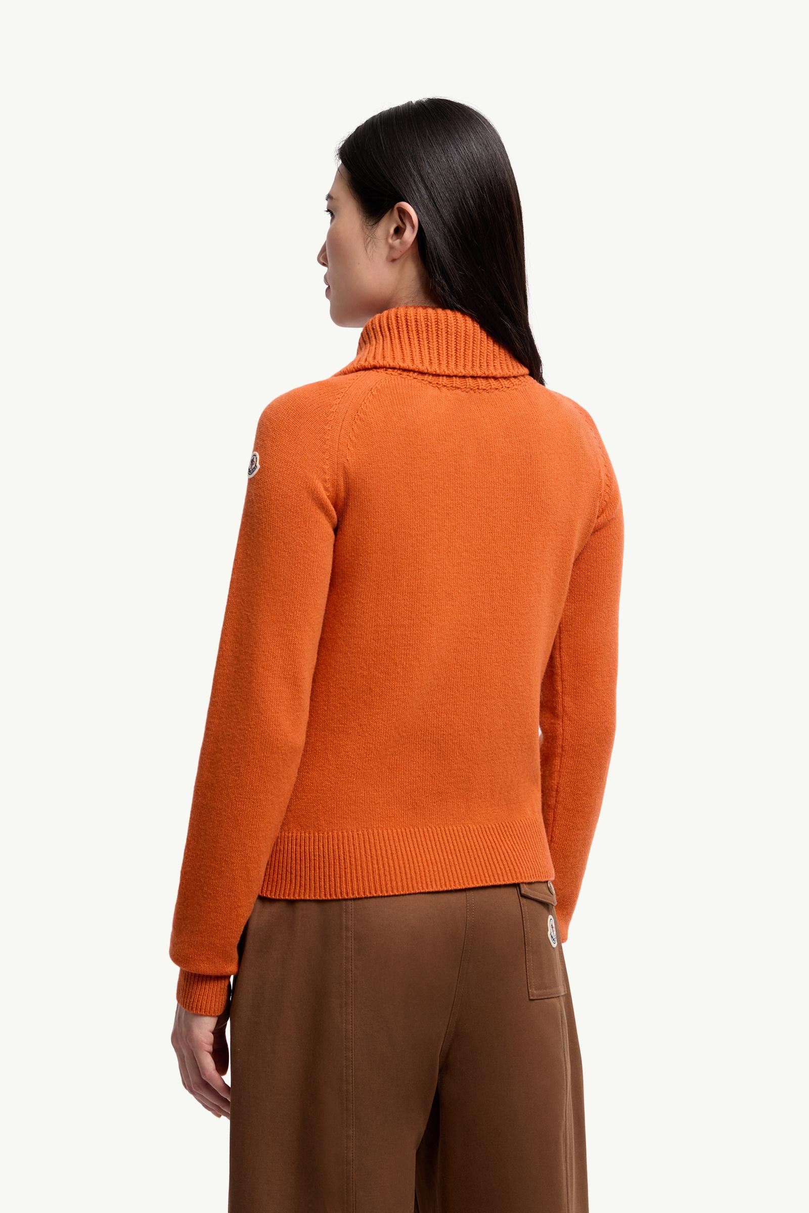 Moncler Wool & Cashmere High Collar Sweater Orange Orange