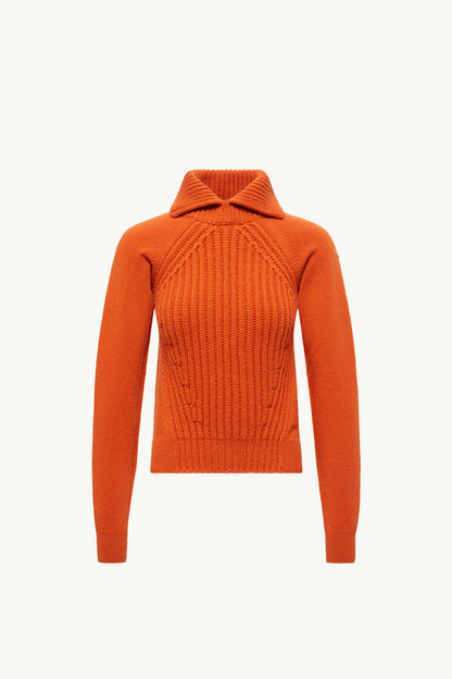 Moncler Wool & Cashmere High Collar Sweater Orange Orange