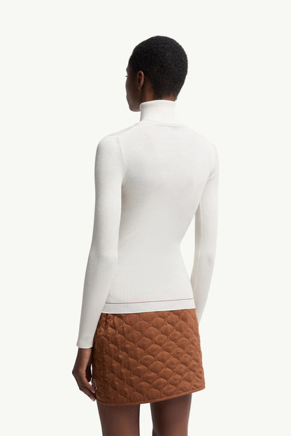Moncler Logo Wool Turtleneck Sweater White White