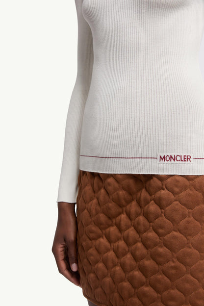 Moncler Logo Wool Turtleneck Sweater White White