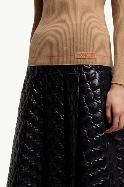 Moncler Logo Wool Turtleneck Sweater Beige Beige